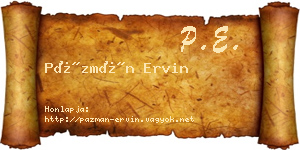 Pázmán Ervin névjegykártya