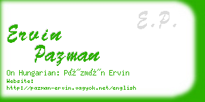 ervin pazman business card